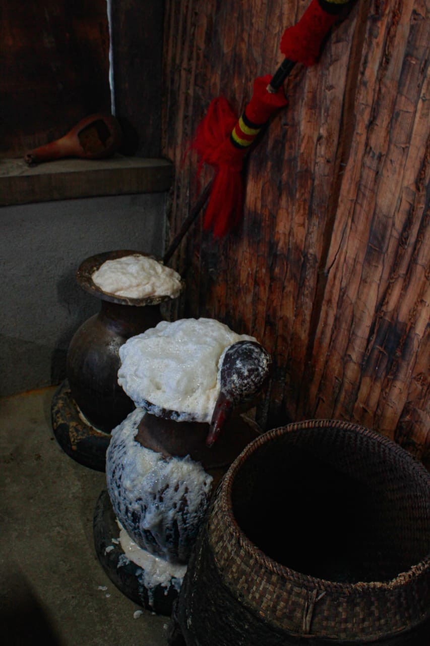 Thutshe- a popular rice beer of the Angami Naga with fine white foam in an earthen pot. (Morung Photo)